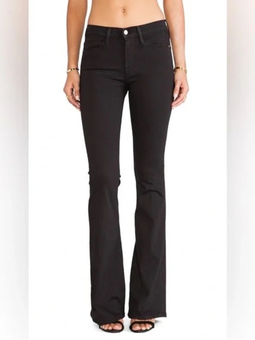 FRAME Denim Le High Flare High Rise Stretch Jeans Black Size 28